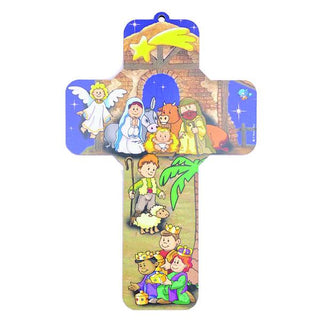 6-pack - Cross with Nativity and White Angel