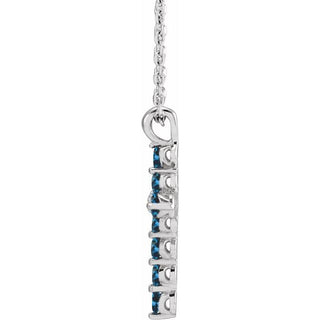 Sterling Silver Natural Blue Zircon Cross 16-18" Necklace