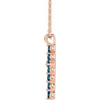 14K Rose Natural Blue Sapphire Cross 16-18" Necklace