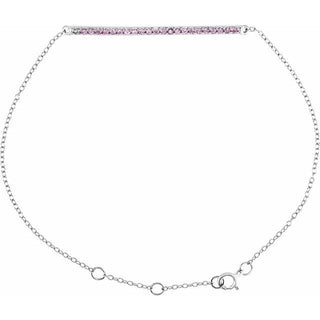 14K White Natural Pink Sapphire 8" Bracelet