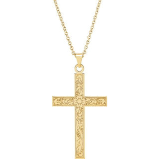14K Yellow 39x25 mm Cross 18" Necklace