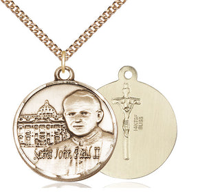 14kt Gold Filled Saint John Paul II Vatican Medal Catholic Jewelry