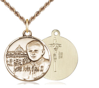 14kt Gold Filled Saint John Paul II Vatican Medal Catholic Jewelry