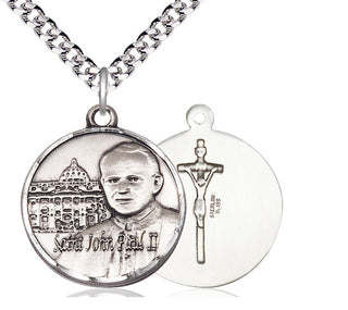 Sterling Silver Saint John Paul II Vatican Medal Catholic Jewelry