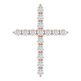 14K Rose 1/2 CTW Natural Diamond Cross Pendant