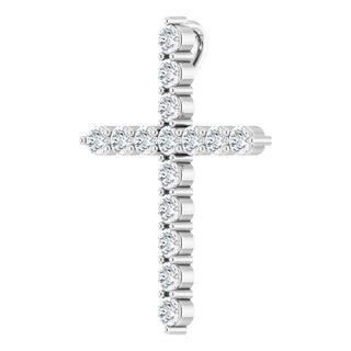 14K White 1/2 CTW Lab-Grown Diamond Cross Pendant