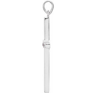 14K White Natural Mozambique Garnet Cross Pendant