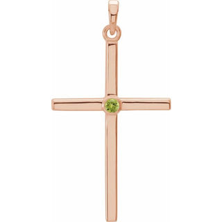 14K Rose Natural Peridot Cross Pendant
