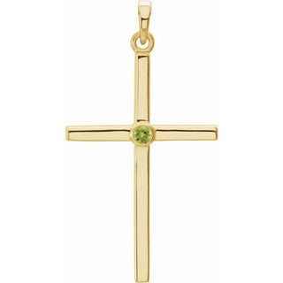 14K Yellow Natural Peridot Cross Pendant