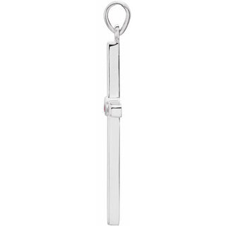 14K White Natural Pink Tourmaline Cross Pendant