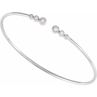 14K White 1/4 CTW Natural Diamond Cuff 7" Bracelet