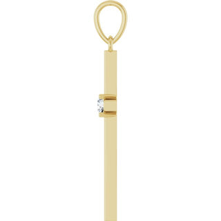 14K Yellow 1/10 CT Natural Diamond Cross Pendant