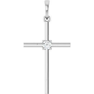 Platinum 1/10 CT Natural Diamond Cross Pendant