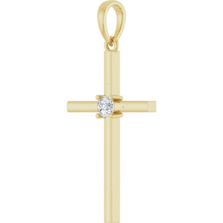 14K Yellow 1/10 CT Natural Diamond Cross Pendant