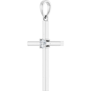 Platinum 1/10 CT Natural Diamond Cross Pendant