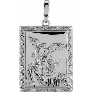 14K White 19.8x15.9 mm Saint Michael Medal