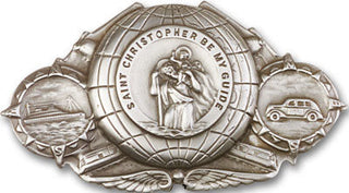 Silver Finish Saint Christopher Visor Clip