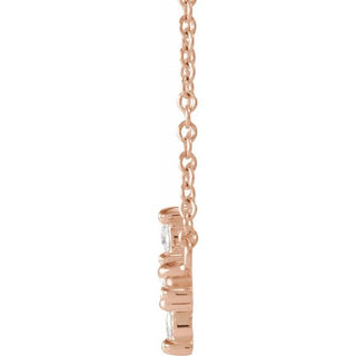 14K Rose 1/8 CTW Rose-Cut Natural Diamond Sideways Cross 16-18" Necklace 