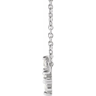 Sterling Silver 1/8 CTW Rose-Cut Natural Diamond Sideways Cross 16-18" Necklace 