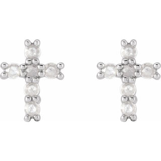 Sterling Silver 1/5 CTW Rose-Cut Natural Diamond Cross Earings