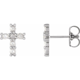 14WH 1/5 CTW Rose-Cut Natural Diamond Cross Earings