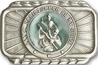 Silver Finish Saint Christopher Visor Clip