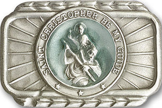 Silver Finish Saint Christopher Visor Clip