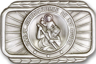 Silver Finish Saint Christopher Visor Clip