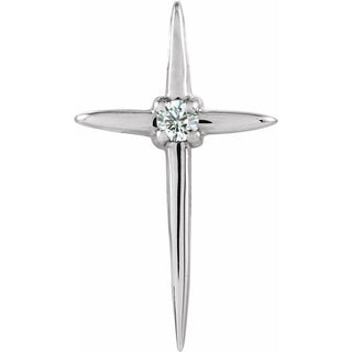 14K White .03 CT Natural Diamond Cross Pendant