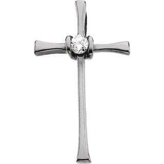 14K White .05 CTW Natural Diamond Cross Pendant