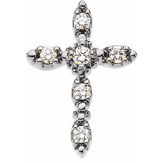 14K White 1/5 CTW Natural Diamond Cross Pendant