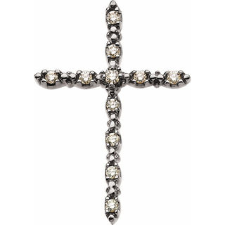 14K White 1/3 CTW Natural Diamond Cross Pendant