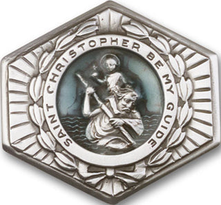 Silver Finish Saint Christopher Visor Clip