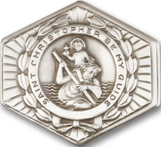 Silver Finish Saint Christopher Visor Clip