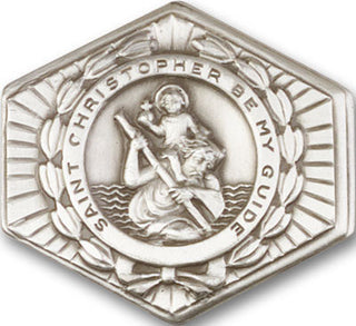 Silver Finish Saint Christopher Visor Clip
