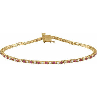 14K Yellow Natural Ruby & 5/8 CTW Natural Diamond Line 7 1/4" Bracelet