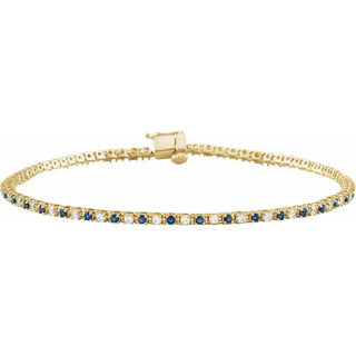 14K Yellow Natural Blue Sapphire & 5/8 CTW Natural Diamond Line 7 1/4" Bracelet