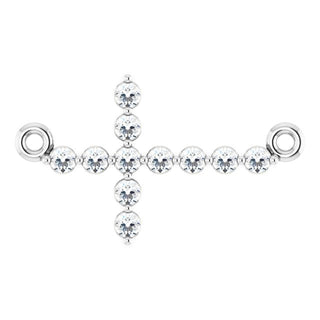 14K White 1/5 CTW Natural Diamond Sideways Cross Necklace Center