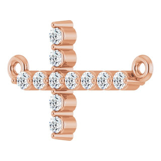 14K Rose 1/5 CTW Natural Diamond Sideways Cross Necklace Center