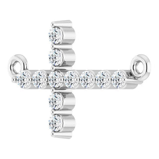 14K White 1/5 CTW Natural Diamond Sideways Cross Necklace Center