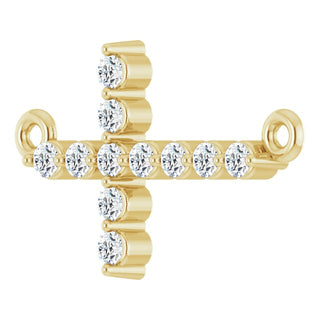14K Yellow 1/5 CTW Natural Diamond Sideways Cross Necklace Center