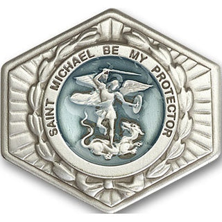 Silver Finish Saint Michael the Archangel Visor Clip