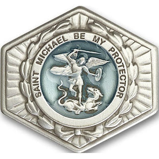 Silver Finish Saint Michael the Archangel Visor Clip