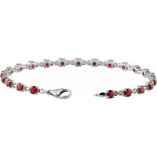14K White Natural Mozambique Garnet 7 1/4" Line Bracelet