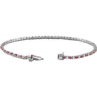14K White Natural Ruby & 5/8 CTW Natural Diamond Line 7 1/4" Bracelet