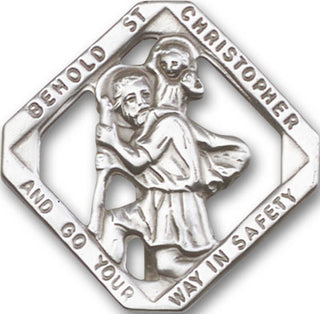 Silver Finish Saint Christopher Visor Clip