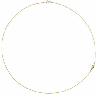 14K Yellow .015 CTW Natural Diamond Off-Center Angel Wing 18" Necklace 