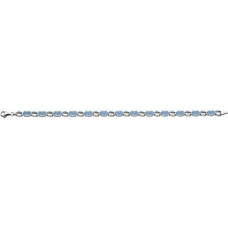 14K White 7x5 mm Oval Natural Sky Blue Topaz 7 1/4" Bracelet