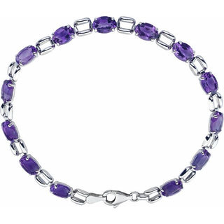 14K White 7x5 mm Oval Natural Amethyst 7 1/4" Bracelet