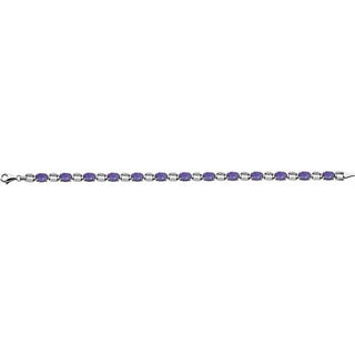 14K White 7x5 mm Oval Natural Amethyst 7 1/4" Bracelet